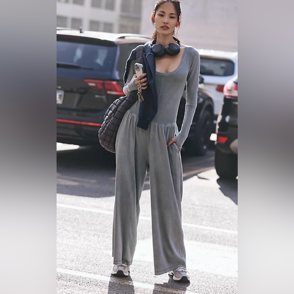 Free People Movement Hot Shot Wide-Leg Onesie, SMALL NWOT